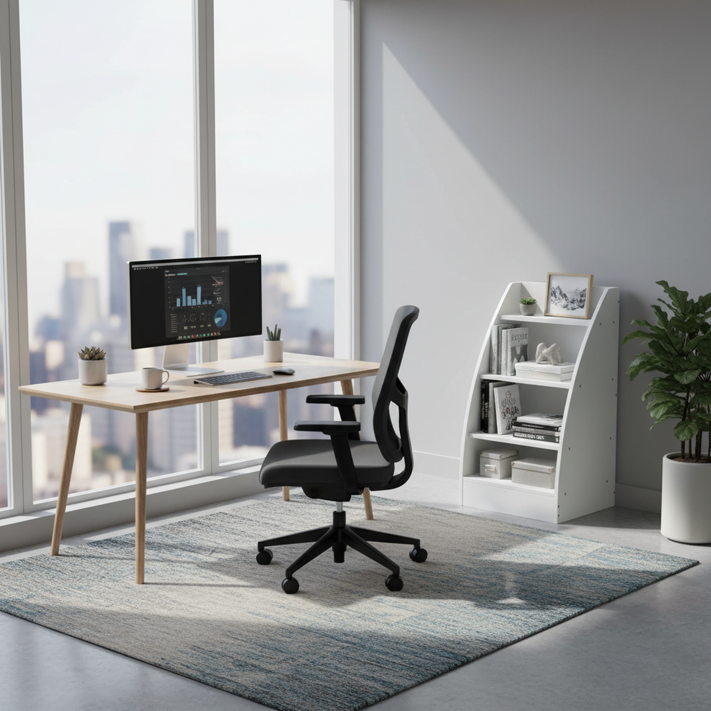 FurnitureR Bookcase with 4-Tier Open Storage, Small Wooden Book Rack Display Stand, Bookshelf Storage Organizer for Playroom, Bedroom, Living Room