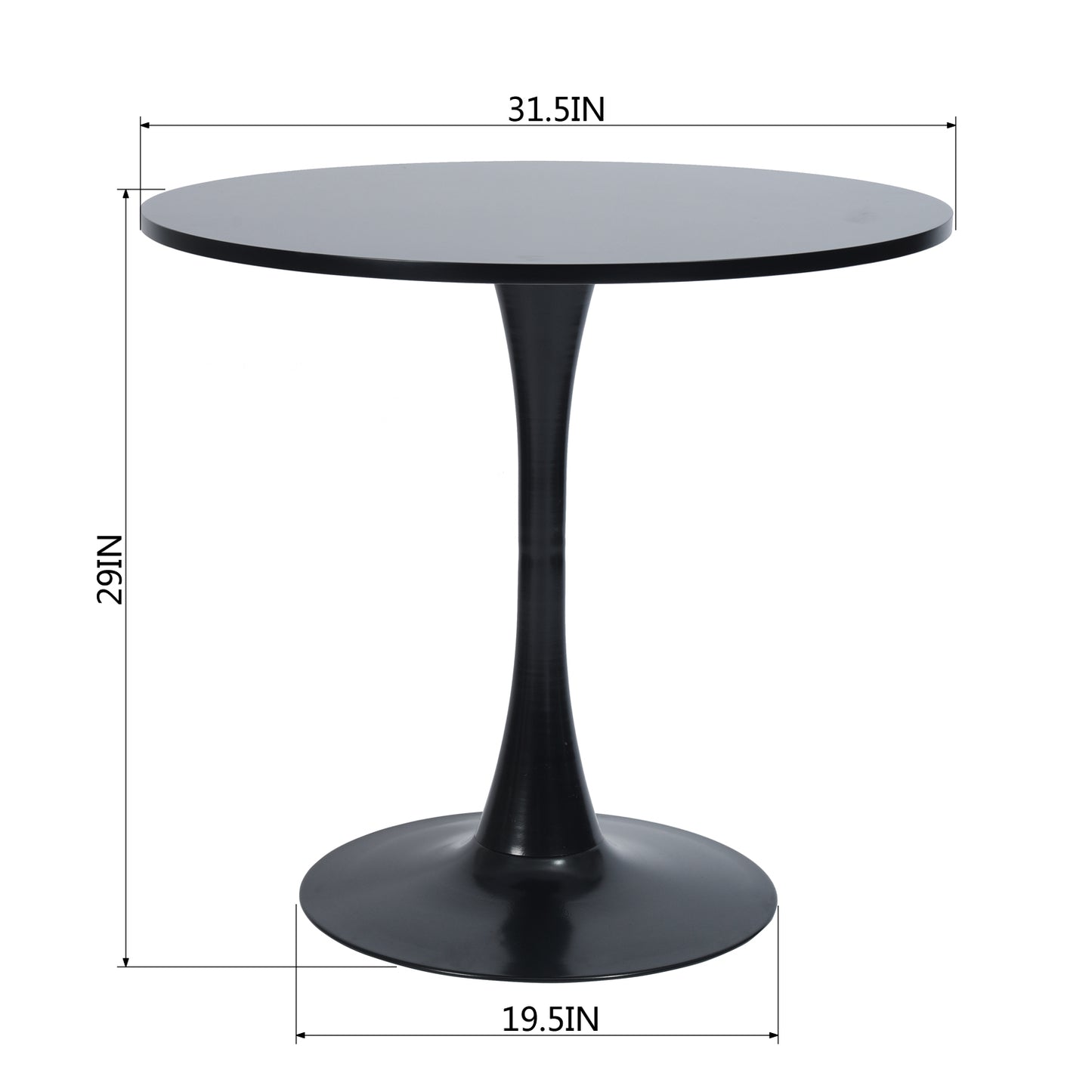 FurnitureR Round Pedestal Side Table, Modern Bistro Accent Table with Metal Base for Dining Room Kitchen Café Living Room