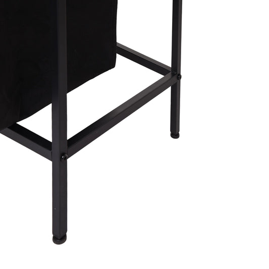 FurnitureR 19.69'' Laundry Hamper with Shelf, 1-Section Laundry Sorter with Removable Bag & Wooden Top, Wide Metal Frame Laundry Basket Brown/Black