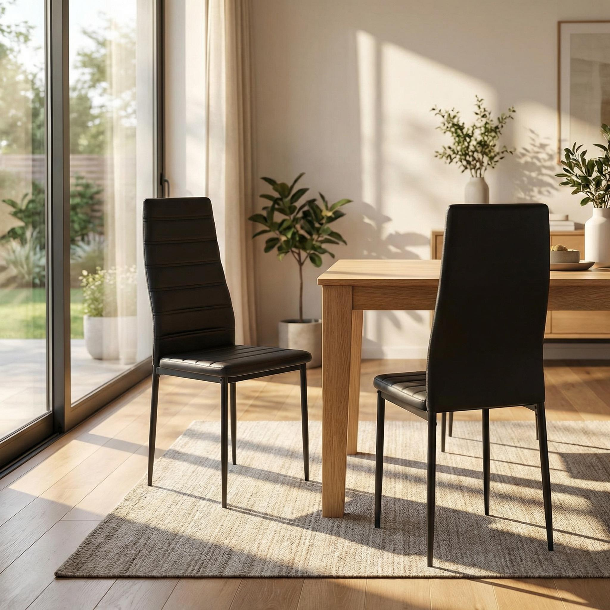 FurnitureR Modern Upholstered Dining Chair with High Back, Faux Leather Padded Seat, Ergonomic Chair for Kitchen, Dining Room, Living Room