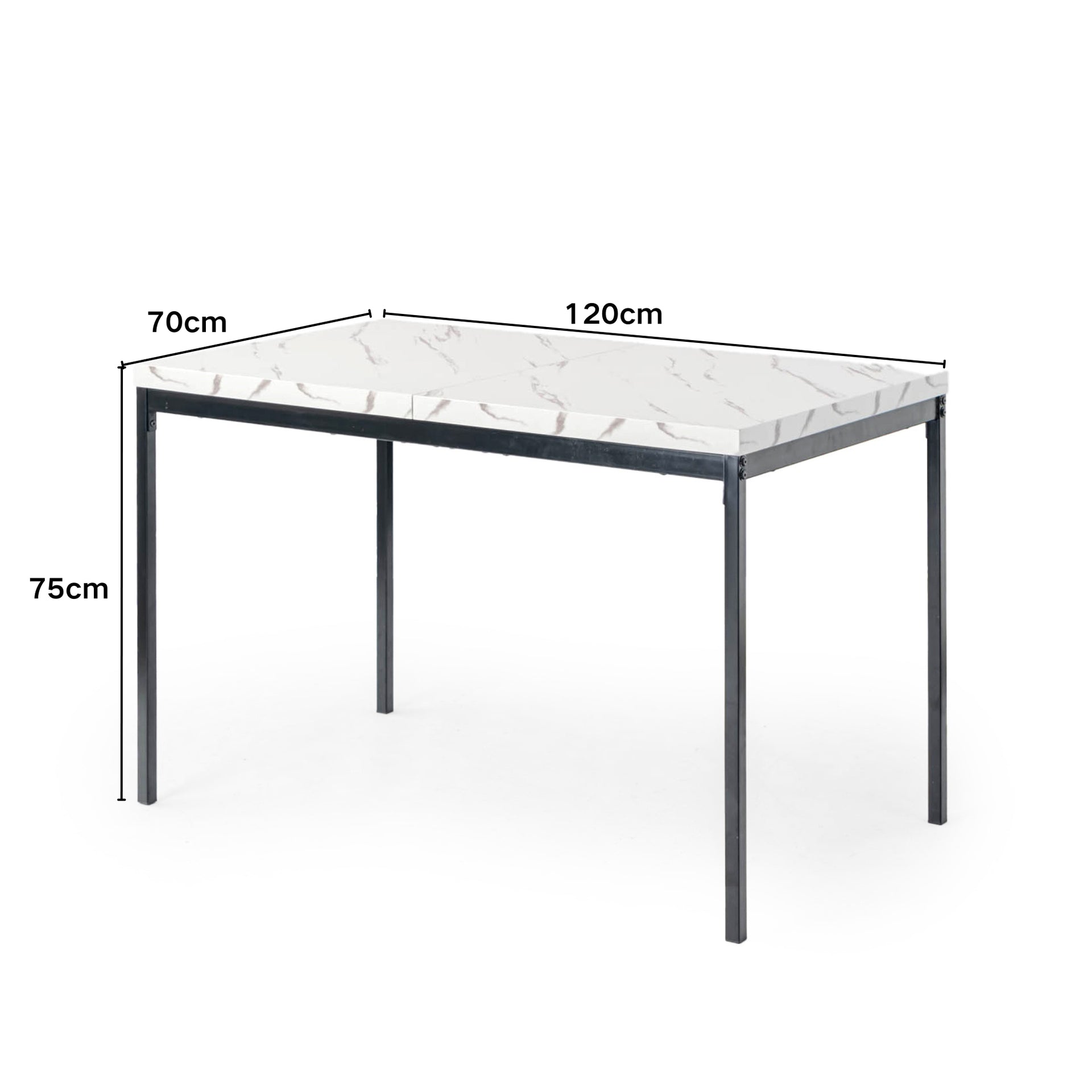 FurnitureR 47-Inch Rectangular Dining Table with Marble-Style Top, Modern Kitchen Table with Metal Legs for Dining Room Apartment