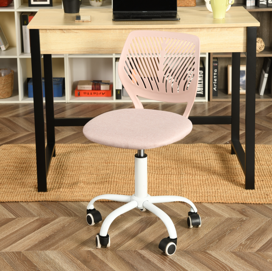 FurnitureR Adjustable Pink Swivel Task Chair with Breathable Back and Padded Seat, Kids & Home Office Chair