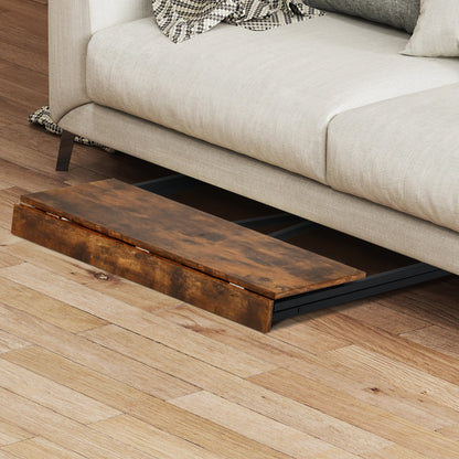 Folding Desk 31.5 Inch, Simple Compact Writing Study Table with Removable Monitor Stand, Portable Standing Desk Work Station Brown