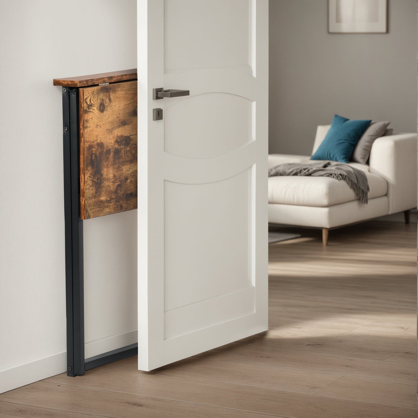 Folding Desk 31.5 Inch, Simple Compact Writing Study Table with Removable Monitor Stand, Portable Standing Desk Work Station Brown