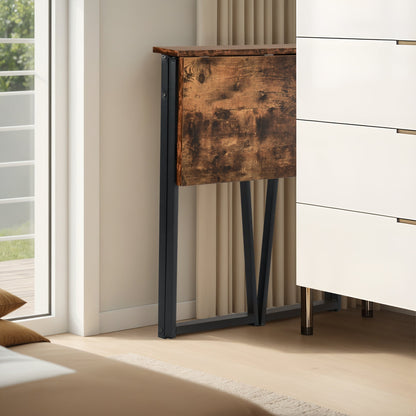 Folding Desk 31.5 Inch, Simple Compact Writing Study Table with Removable Monitor Stand, Portable Standing Desk Work Station Brown