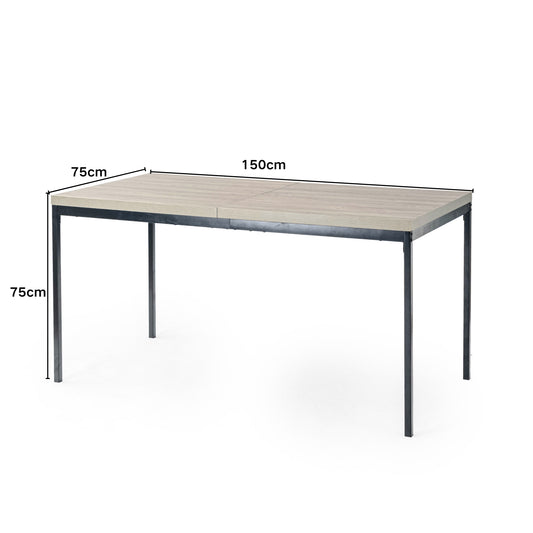 FurnitureR 59-Inch Rectangular Dining Table with Wood-Style Top, Modern Kitchen Table with Metal Legs for Dining Room Apartment