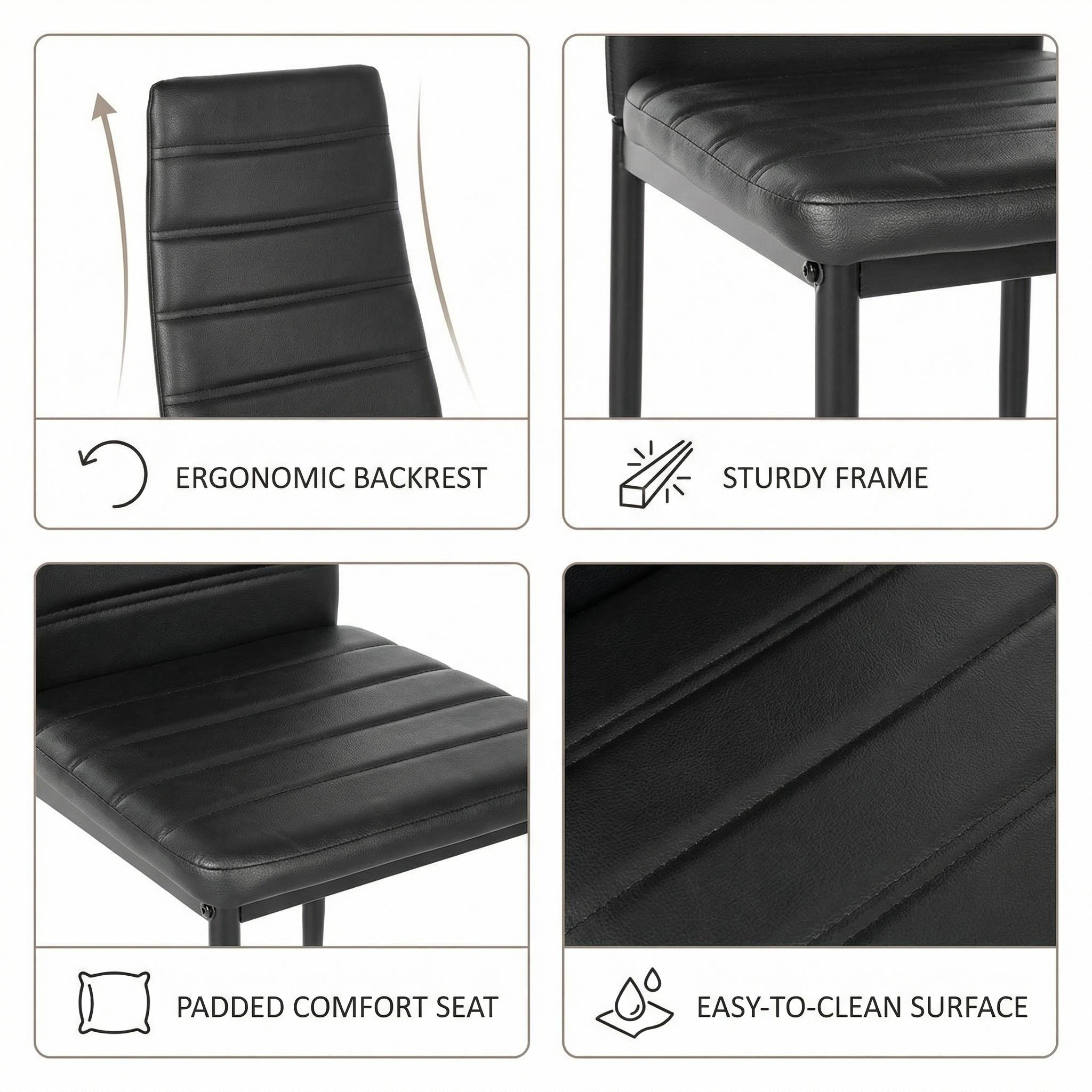 FurnitureR Modern Upholstered Dining Chair with High Back, Faux Leather Padded Seat, Ergonomic Chair for Kitchen, Dining Room, Living Room