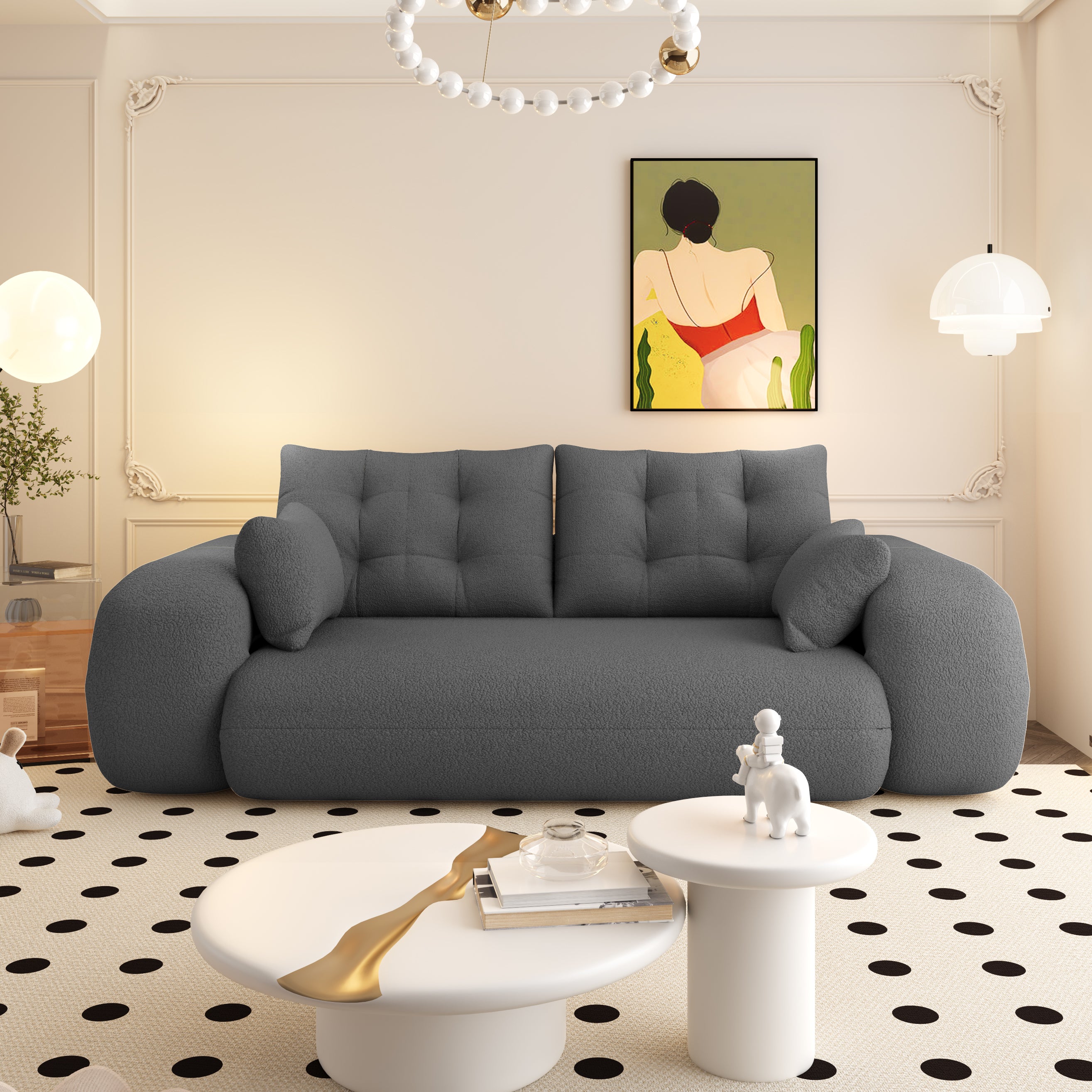 FurnitureR Human Dog Bed, Multi-Functional Foldable Sofa Bed, Teddy Fabric, Foam-Filled, 3-in-1 Convertible Couch, 78.7