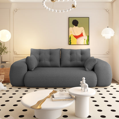 FurnitureR Human Dog Bed, Multi-Functional Foldable Sofa Bed, Teddy Fabric, Foam-Filled, 3-in-1 Convertible Couch, 78.7" Grey, 2-Seater, Includes 4 Pillows