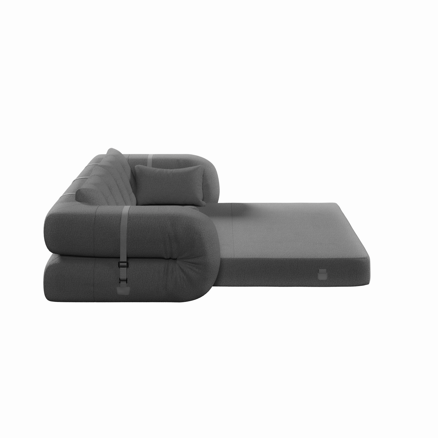 FurnitureR Human Dog Bed, Multi-Functional Foldable Sofa Bed, Teddy Fabric, Foam-Filled, 3-in-1 Convertible Couch, 78.7" Grey, 2-Seater, Includes 4 Pillows