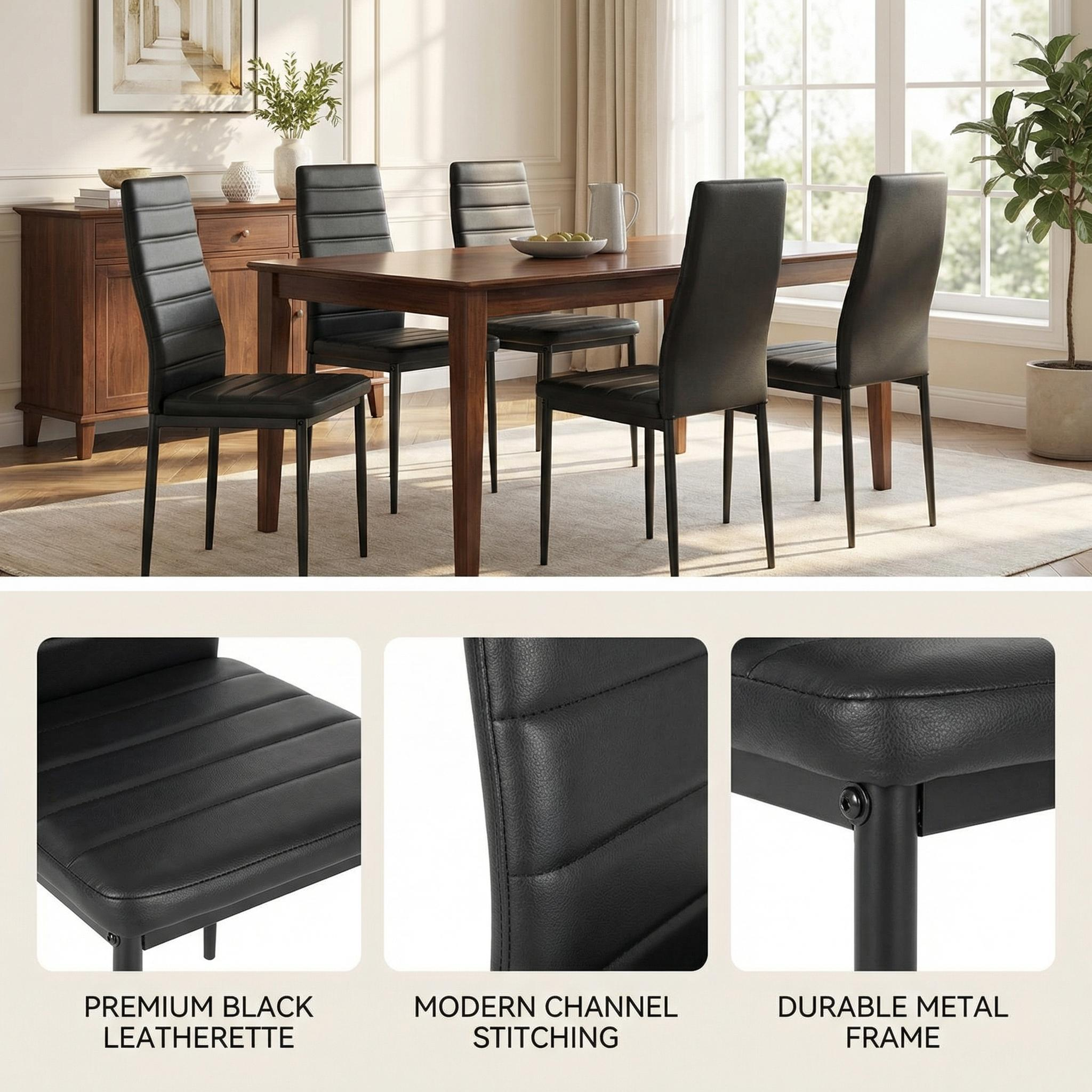 FurnitureR Modern Upholstered Dining Chair with High Back, Faux Leather Padded Seat, Ergonomic Chair for Kitchen, Dining Room, Living Room