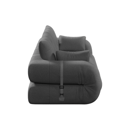 FurnitureR Human Dog Bed, Multi-Functional Foldable Sofa Bed, Teddy Fabric, Foam-Filled, 3-in-1 Convertible Couch, 78.7" Grey, 2-Seater, Includes 4 Pillows