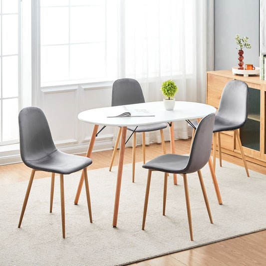 FurnitureR Dining Chairs Set of 4, Velvet Dining Room Seating, Armless Kitchen Chairs, Side Chair Mid-back for Living Room Bedroom Home Office, Grey