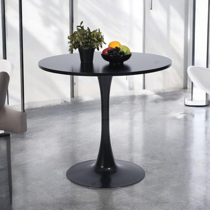 FurnitureR Round Pedestal Side Table, Modern Bistro Accent Table with Metal Base for Dining Room Kitchen Café Living Room