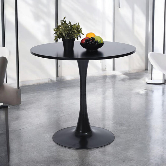 FurnitureR Round Pedestal Side Table, Modern Bistro Accent Table with Metal Base for Dining Room Kitchen Café Living Room