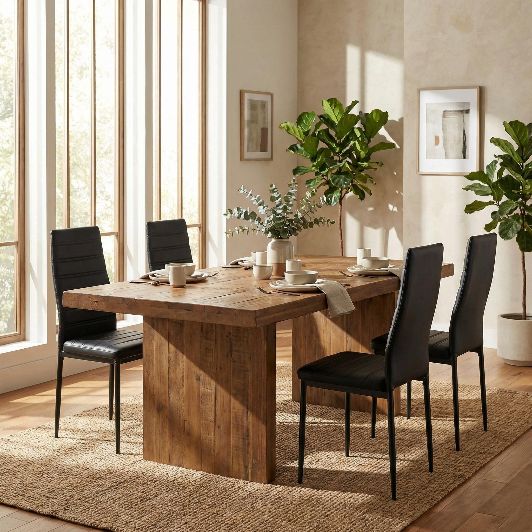 FurnitureR Modern Upholstered Dining Chair with High Back, Faux Leather Padded Seat, Ergonomic Chair for Kitchen, Dining Room, Living Room