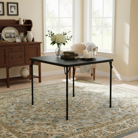 FurnitureR 34-Inch  Folding Table, Heavy-Duty PP Tabletop with Metal Frame, Portable Foldable Utility Table for Picnic, Party, Events, Small Spaces