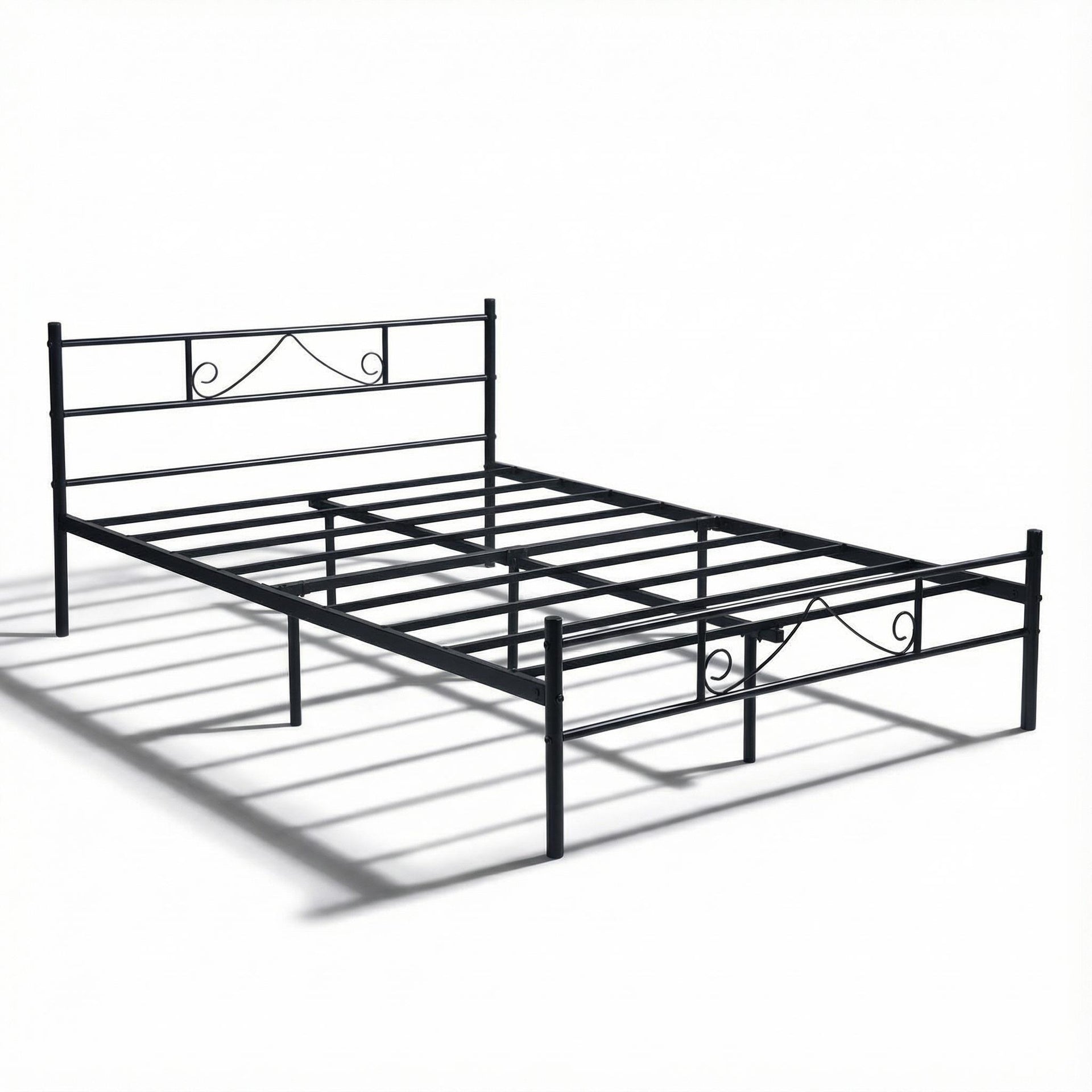 FurnitureR, 1 Piece Black Full Size Metal Bed Frame, Modern Platform Bed with Headboard & Footboard, Reinforced Steel Slat Support, Under Bed Storage, Noise-Free, Ideal for Bedrooms, Easy Assembly