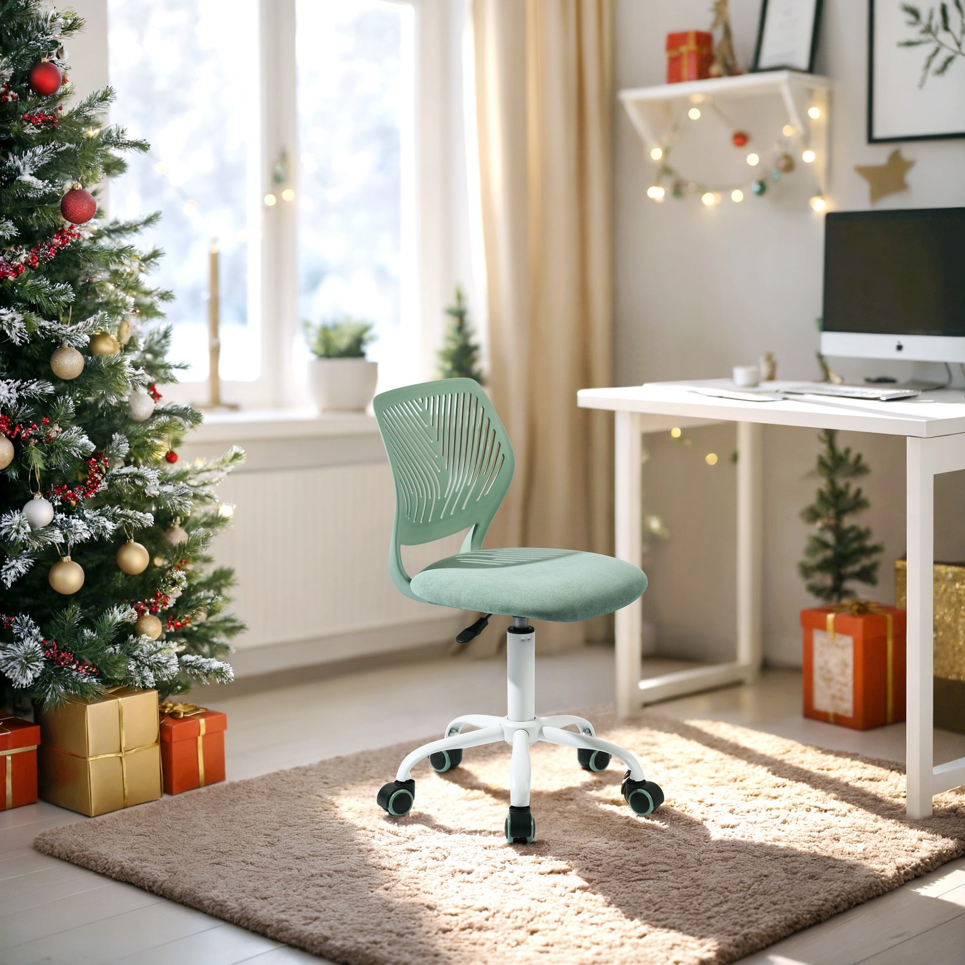 FurnitureR Writing Desk Chair for Teens Boys Girls, Mesh Upholstery, Swivel Chair Task Chair with Adjustable Height, Modern Home Desk Seating