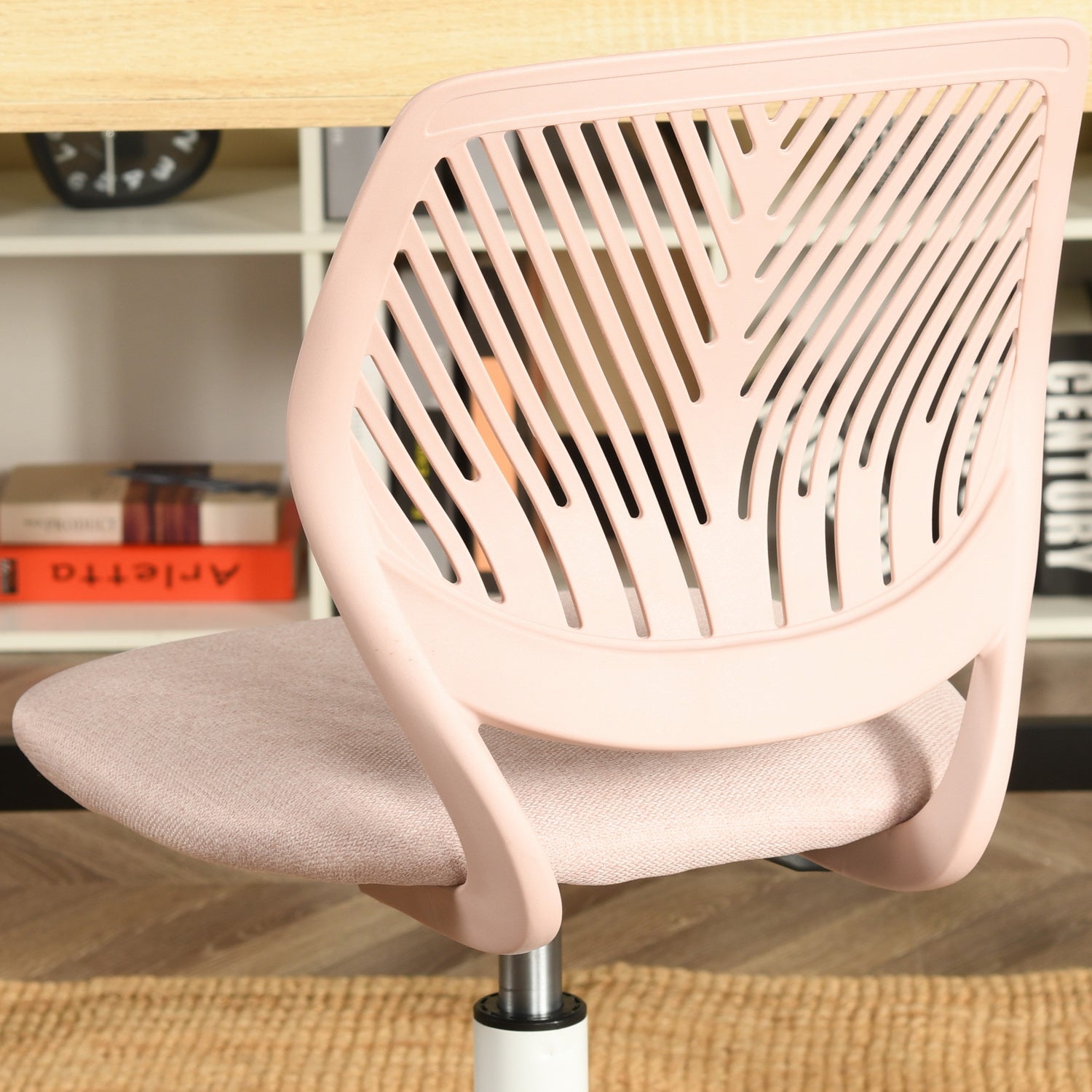 FurnitureR Adjustable Pink Swivel Task Chair with Breathable Back and Padded Seat, Kids & Home Office Chair