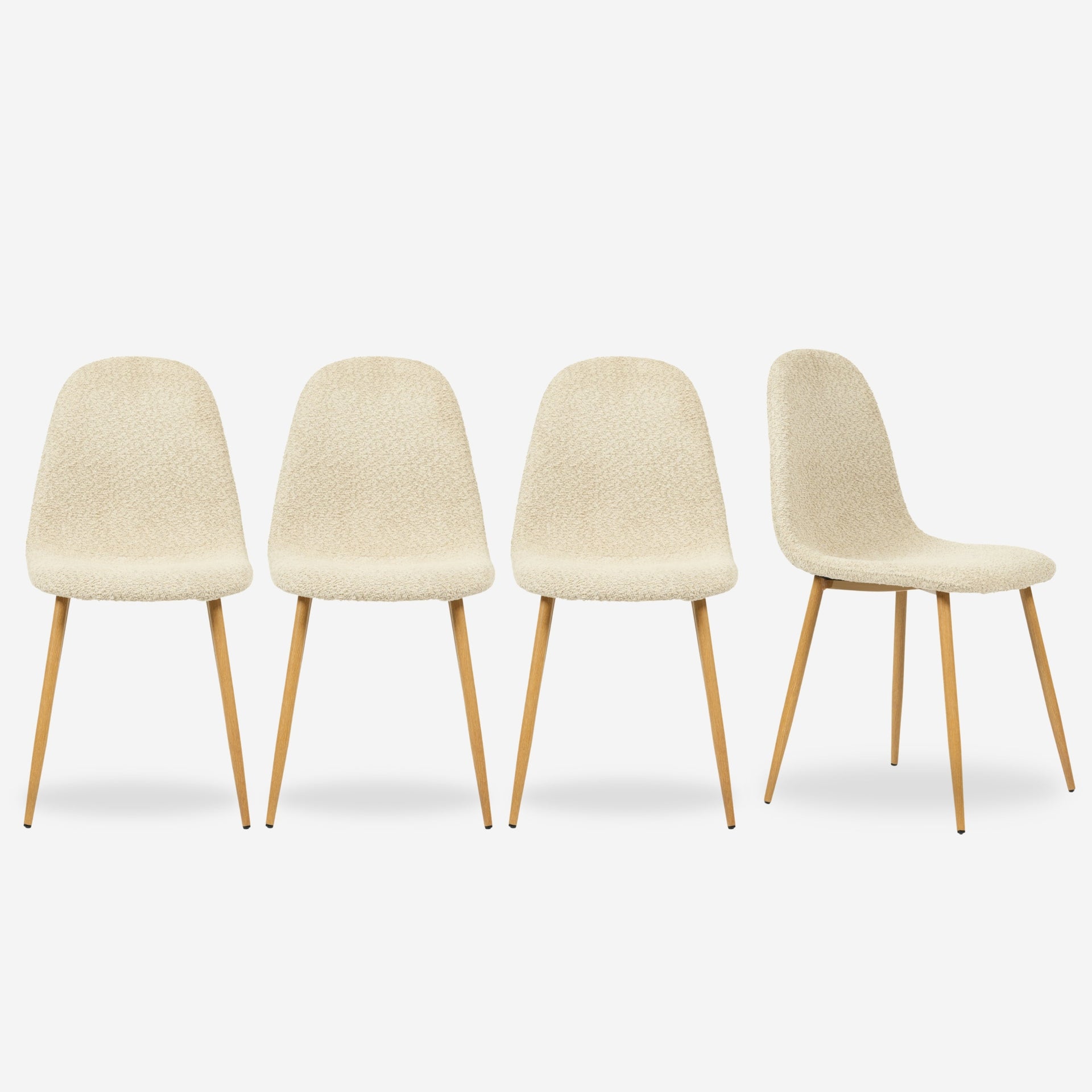 FurnitureR Dining Chairs Set of 4, Chenille Fabric Dining Room Seating, Armless Mid-Back Side Chairs for Kitchen, Living Room, Bedroom, Beige