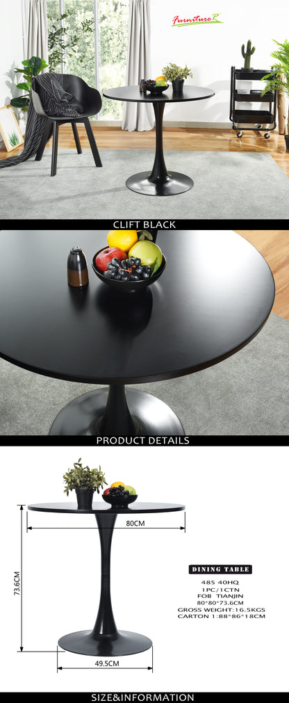 FurnitureR Round Pedestal Side Table, Modern Bistro Accent Table with Metal Base for Dining Room Kitchen Café Living Room