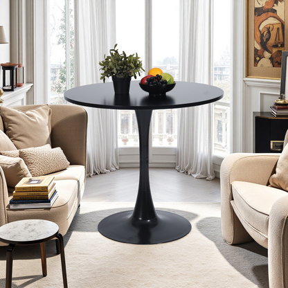 FurnitureR Round Pedestal Side Table, Modern Bistro Accent Table with Metal Base for Dining Room Kitchen Café Living Room