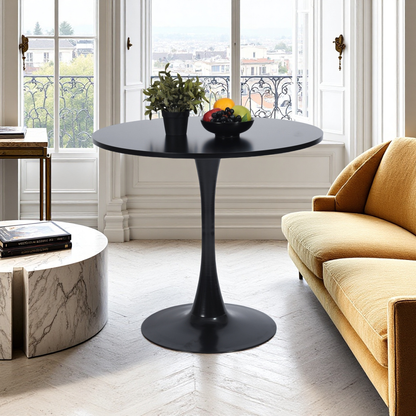 FurnitureR Round Pedestal Side Table, Modern Bistro Accent Table with Metal Base for Dining Room Kitchen Café Living Room