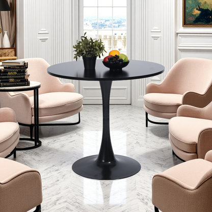 FurnitureR Round Pedestal Side Table, Modern Bistro Accent Table with Metal Base for Dining Room Kitchen Café Living Room