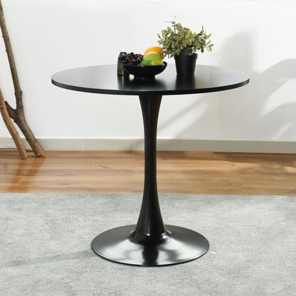 FurnitureR Round Pedestal Side Table, Modern Bistro Accent Table with Metal Base for Dining Room Kitchen Café Living Room