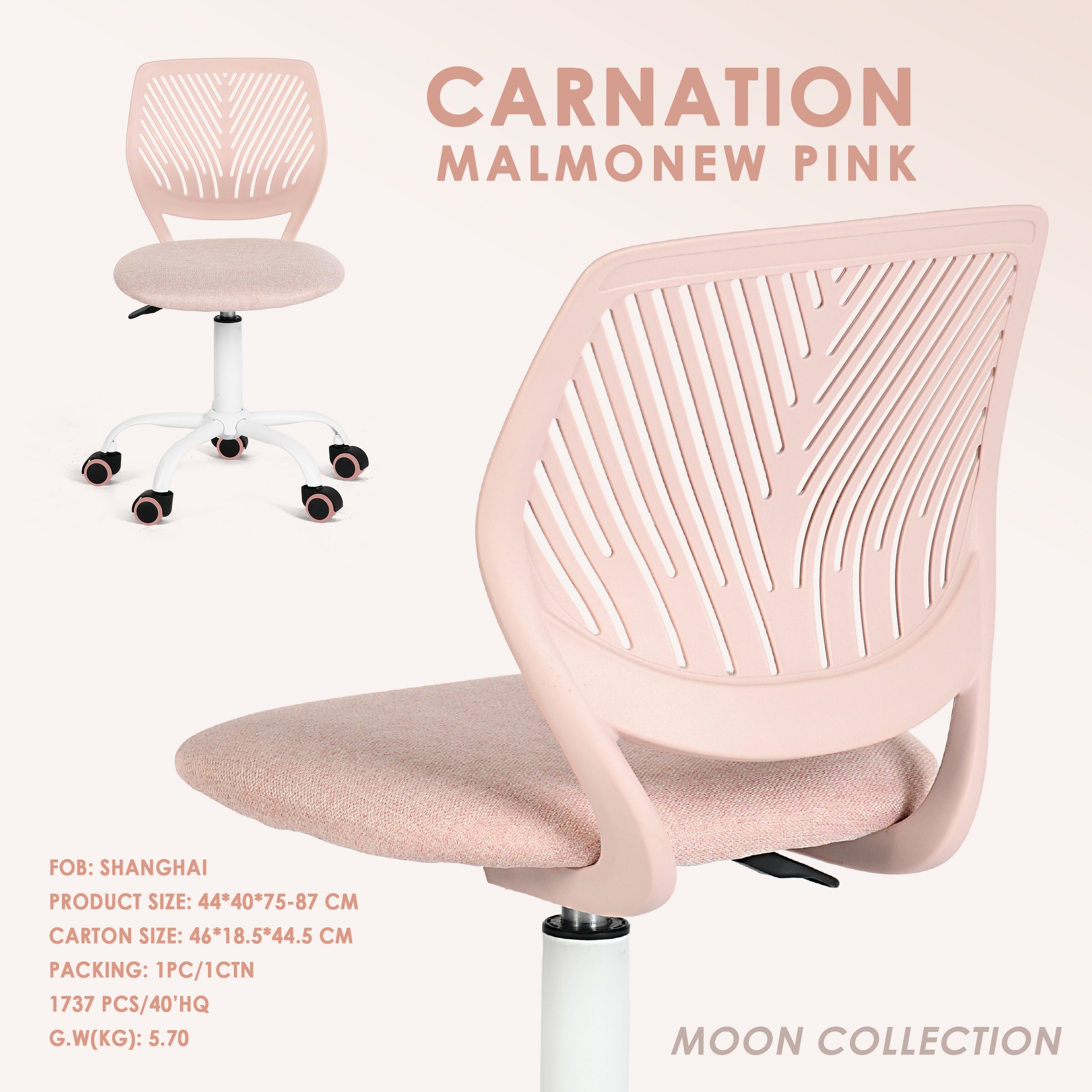 FurnitureR Adjustable Pink Swivel Task Chair with Breathable Back and Padded Seat, Kids & Home Office Chair