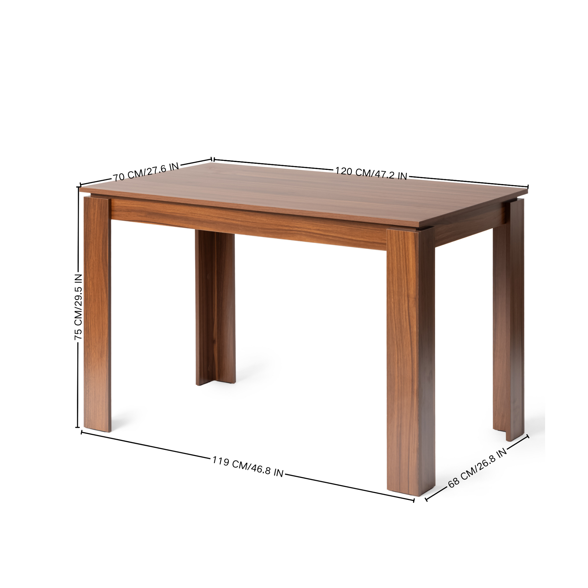 FurnitureR Dining Table Rectangular for 2¨C4 People, Kitchen&Dining Room Table with Wood Frame for Small Spaces, Apartment, Home Office, Brown