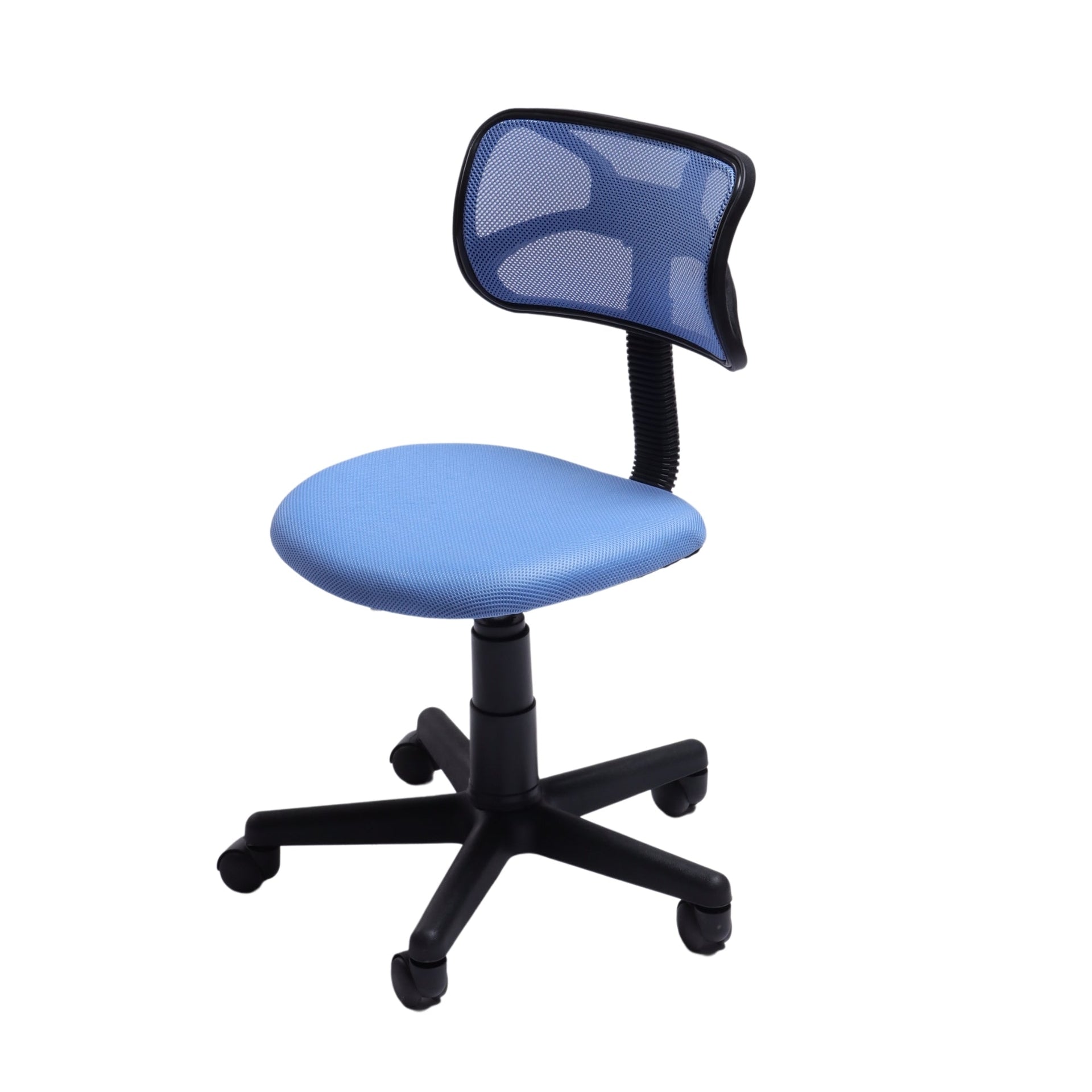 FurnitureR Desk Chair Low-Back, Mesh Study Task Chair Armless Ergonomic Swivel Adjustable Rolling Seating for Home Office Bedroom Study, Blue