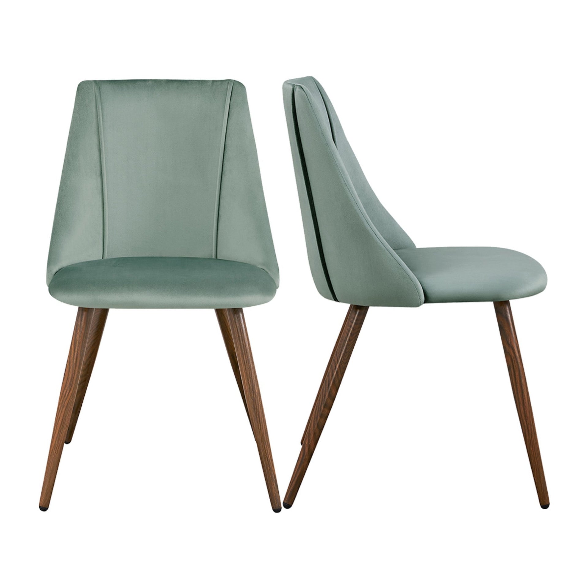 FurnitureR Dining Chairs Set of 2, Modern Velvet Accent Chairs with Large Soft Seat for Dining Room, Kitchen, Living Room, Bedroom,  Green