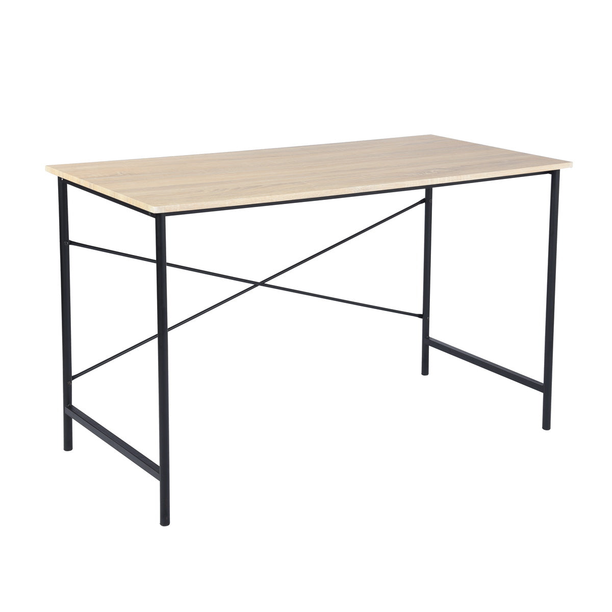 FurnitureR 47.2" Home Office Writing Desk - Simple Computer Desk with Sturdy Metal Legs, Study Table for Small Spaces, Laptop Workstation, Oak