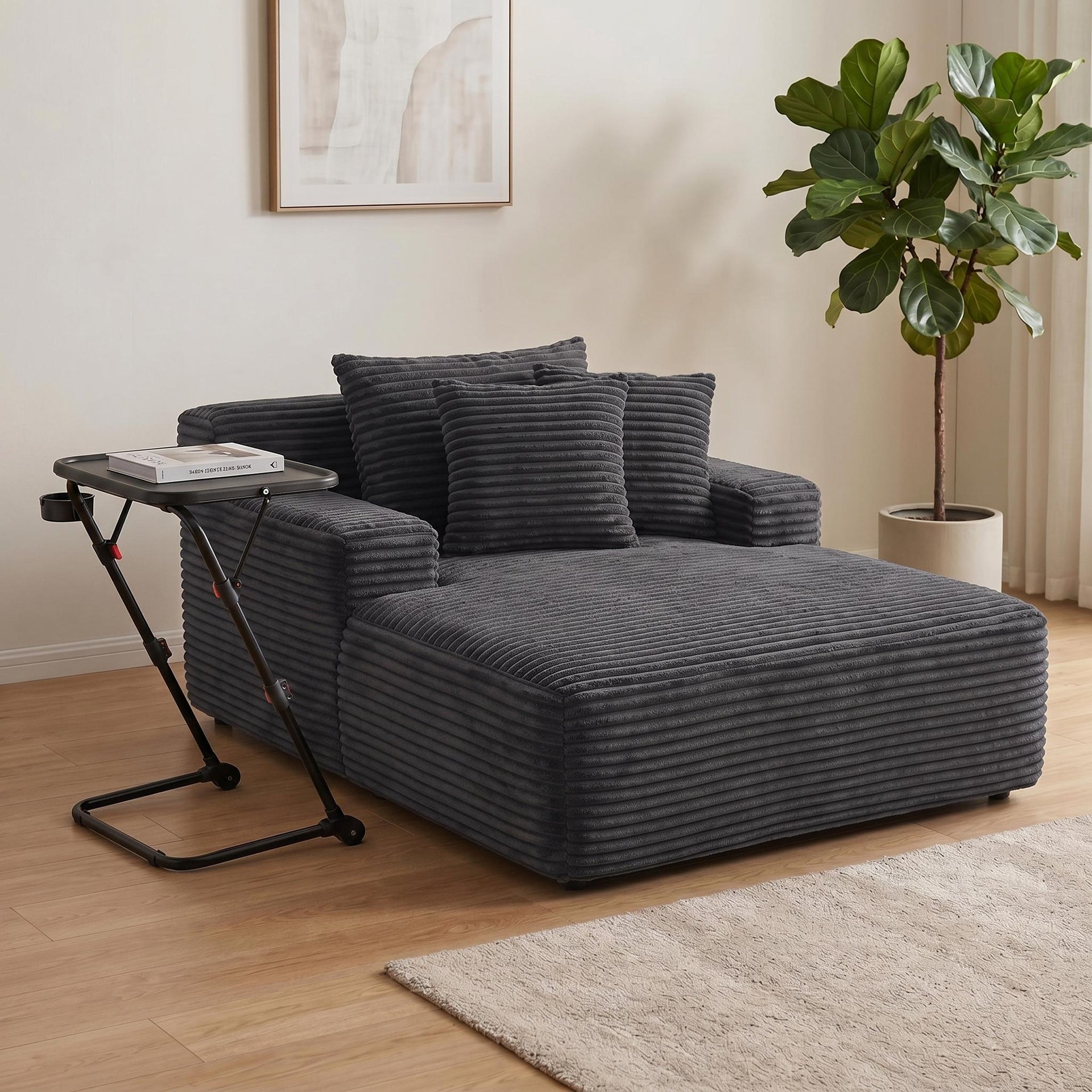 Cephalomenia FurnitureR Single Velvet Lounge Chair with No Assembly for Small Spaces, Dark Gray