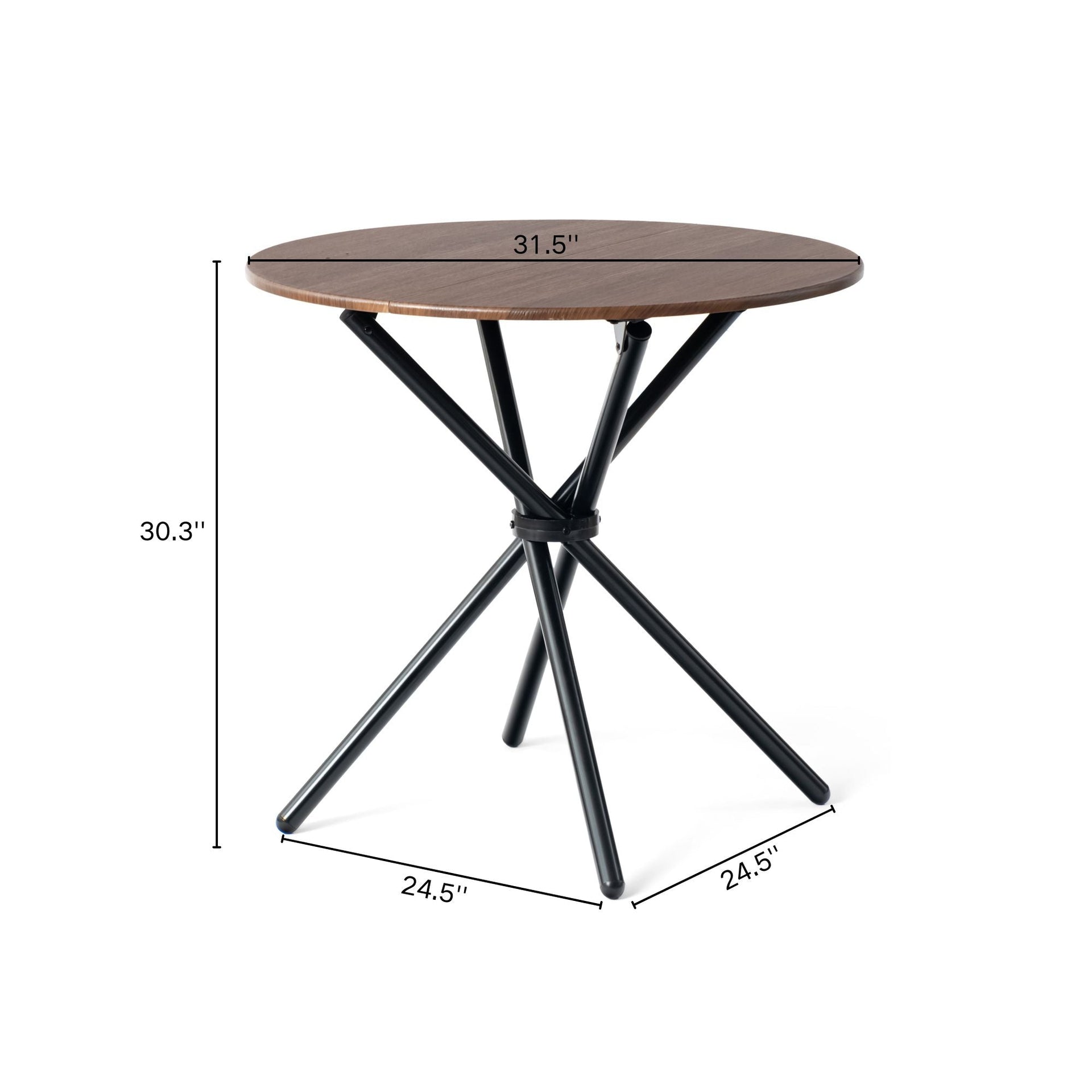 FurnitureR 31.5-Inch Round Dining Table for 2 People, Wooden Kitchen Table with Pedestal Base and Metal Legs  for Caf¨¦, Restaurant, and Home Dining