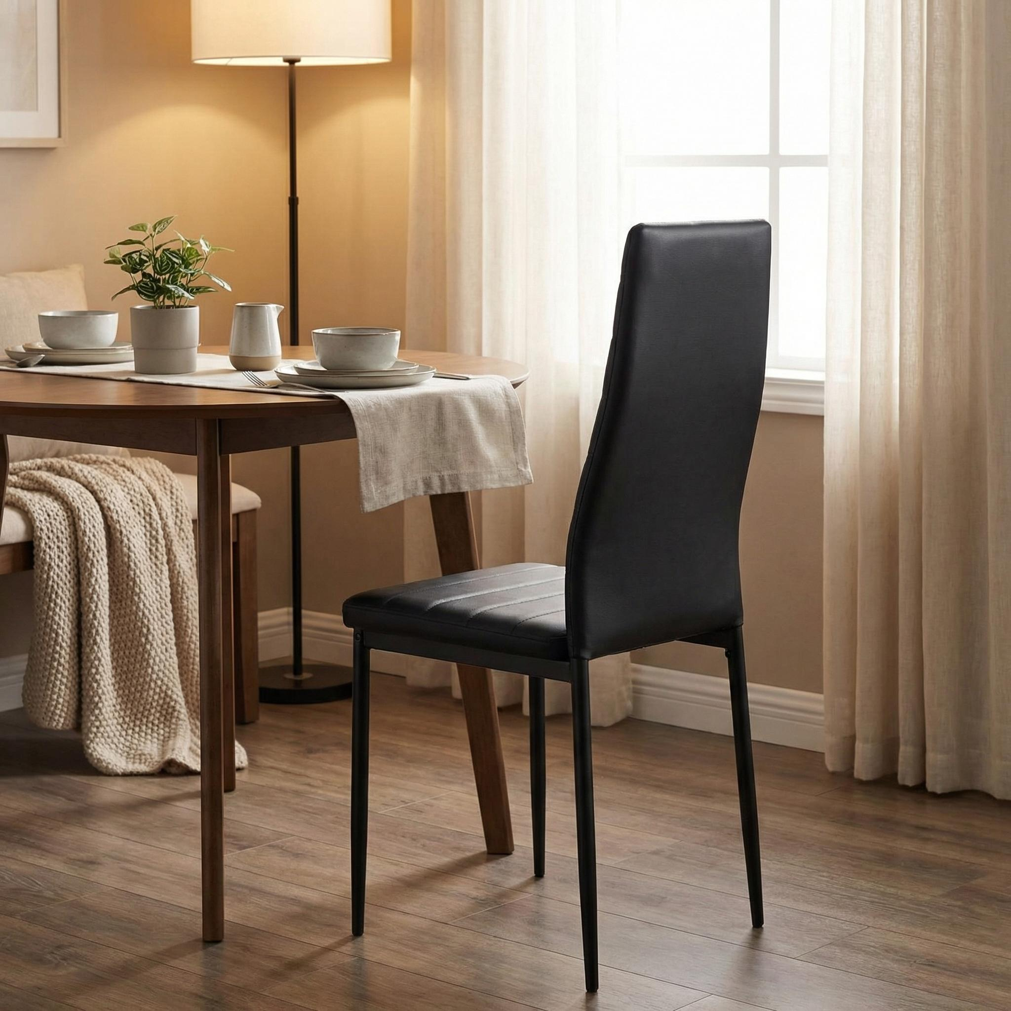 FurnitureR Modern Upholstered Dining Chair with High Back, Faux Leather Padded Seat, Ergonomic Chair for Kitchen, Dining Room, Living Room