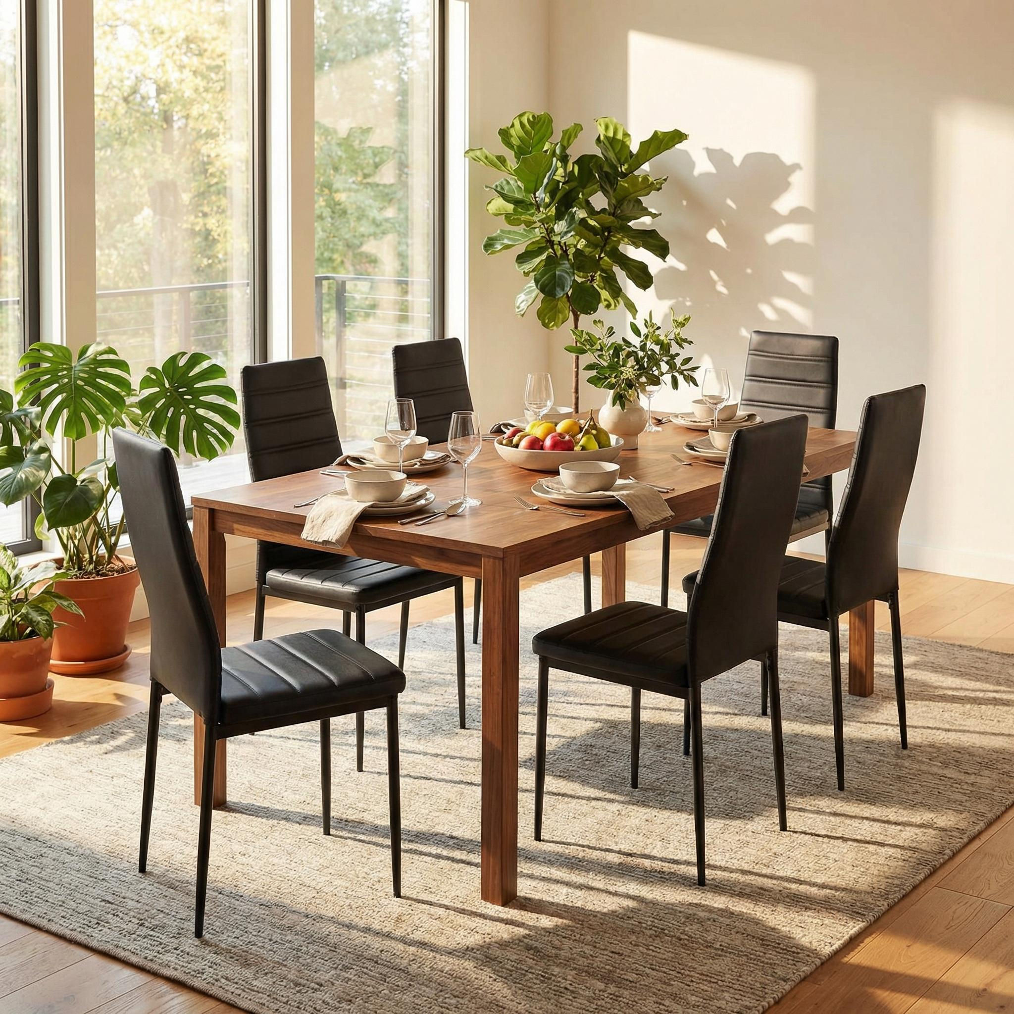 FurnitureR Modern Upholstered Dining Chair with High Back, Faux Leather Padded Seat, Ergonomic Chair for Kitchen, Dining Room, Living Room