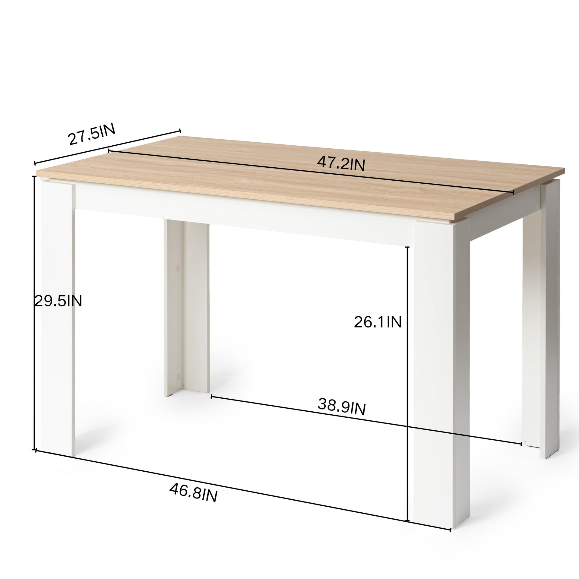 FurnitureR Dining Table Rectangular for 2¨C4 People, Kitchen & Dining Room Table with Wood Frame, for Small Spaces, Apartment, Home Office, Oak